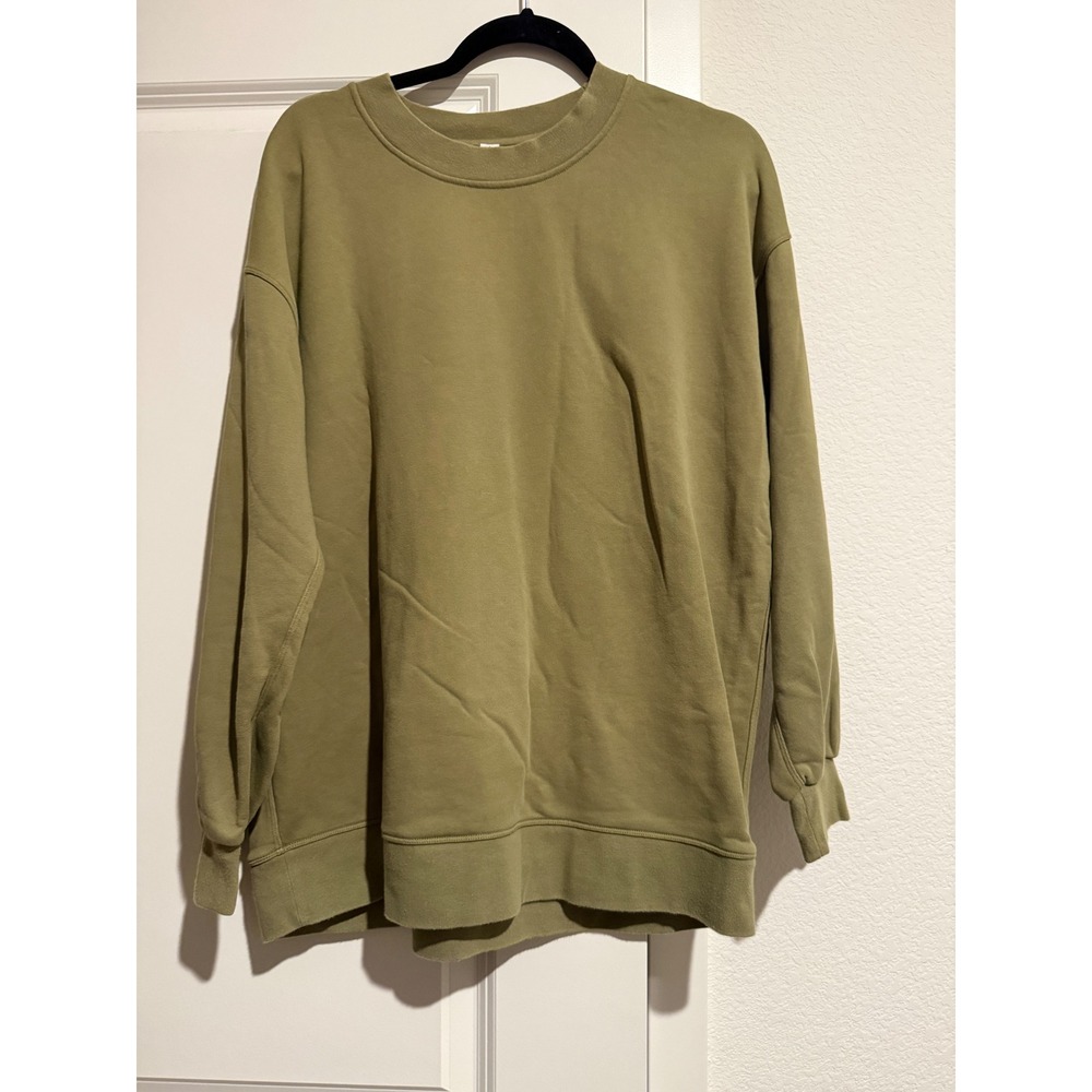 Lululemon Perfectly Oversized Crew Olive Green Sweatshirt Pullover Size 6